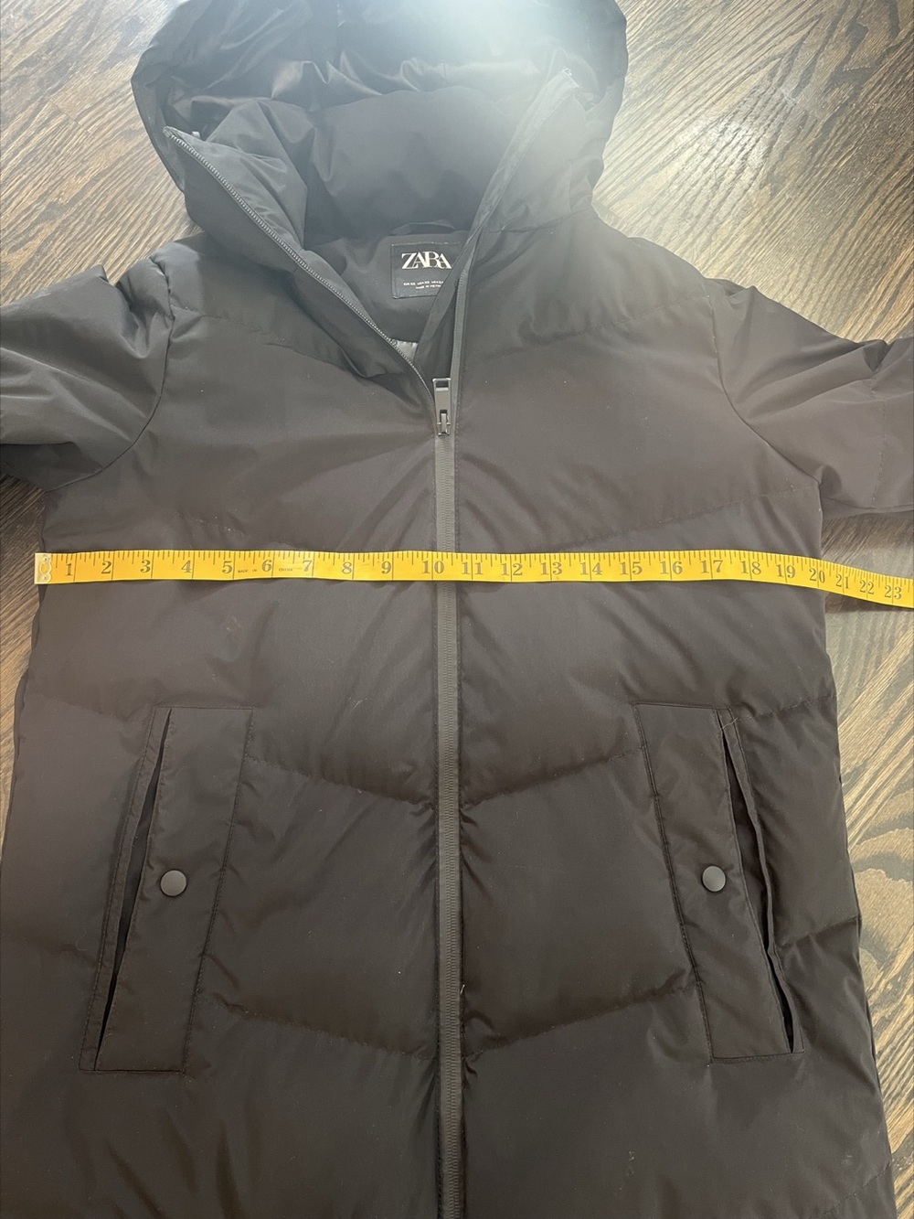 Zara Black Water & Wind Protection Hooded Down Feather Long Puffer Coat Size XS - Picture 13 of 15